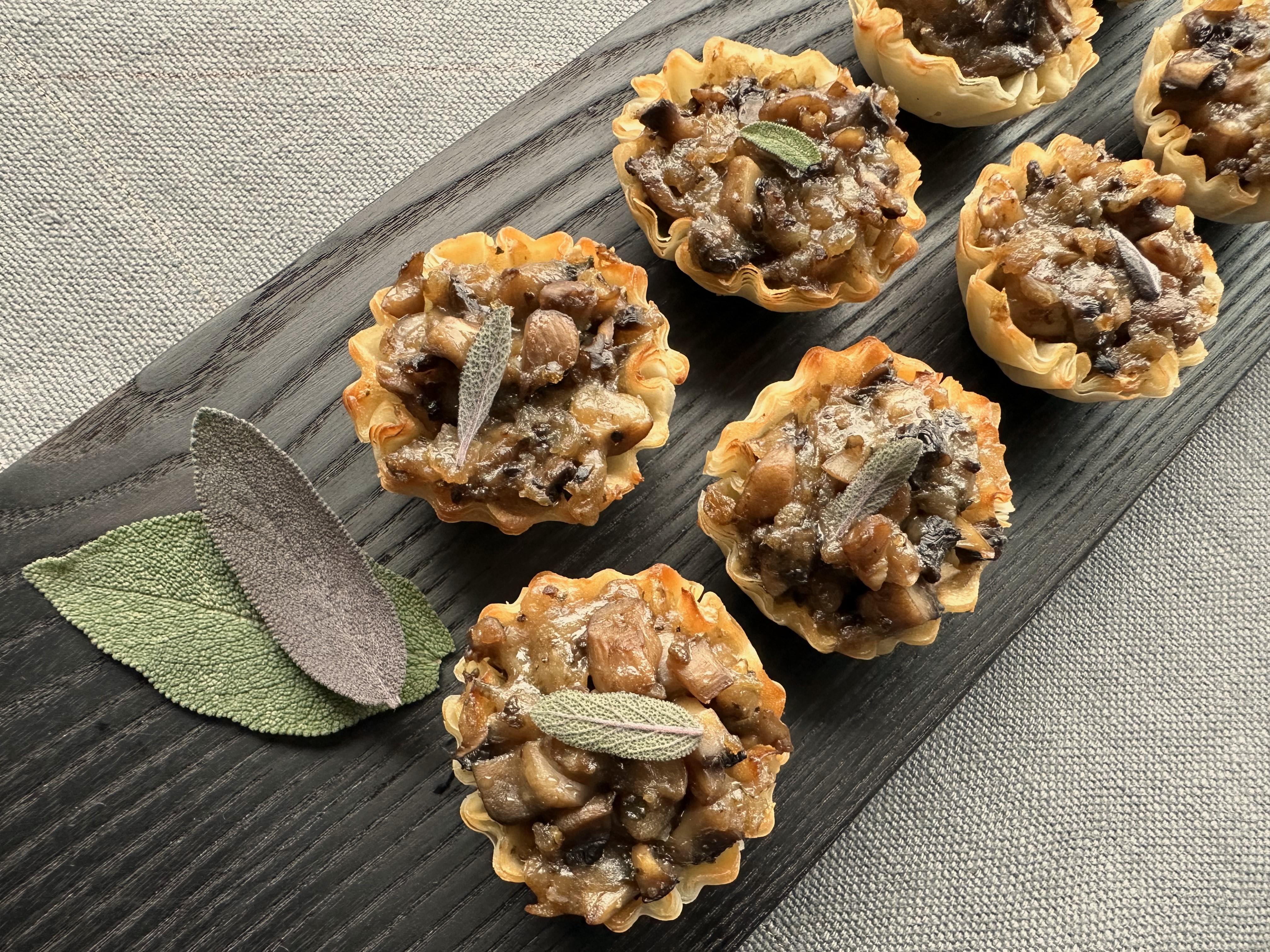 Mushroom tartlets on a platter